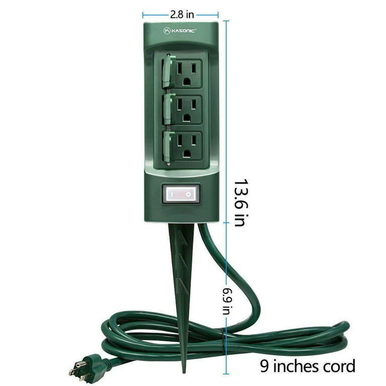 Twin Extension Cord Power Strip - 12 Foot Cord - 6 feet on Each Side - Flat  Head (Wall Hugger) Outlet Plug - 6 Polarized Outlets with Safety Cover
