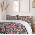thumbnail image 6 of Ambesonne Monstera Duvet Cover Sets, Hawaiian Aloha Repetition, 2-King, Hot Pink and Fern Green, 6 of 7