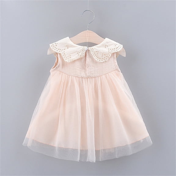 Vedolay Long Dress Girl Toddler Full-Length Straight Tulle Tutu Lace Back Party Flower Girl Dress,Pink 6-12 Months