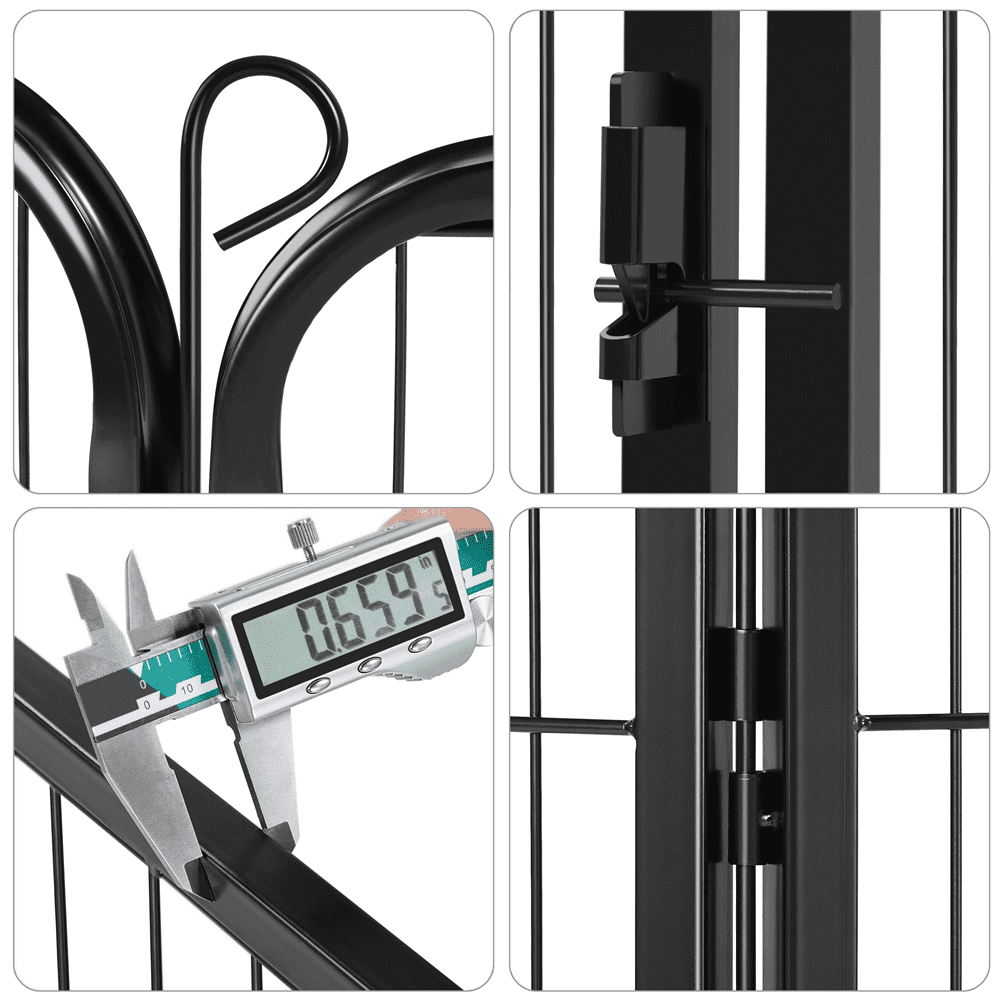 Alden Design 47.5" Tall 8 Panels Heavy Duty Metal Dog Gate Dog Playpen with Door, Black