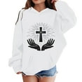 thumbnail image 4 of Tfken Toddler Teen Girls Hoodies Comfortable Summer Sweatshirt Cross Print Long Sleeve Black Tops Size 4-5 Years, 4 of 4