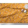 thumbnail image 2 of Soimoi Orange Rayon Crepe Fabric Insect & Cat Animal Printed Craft Fabric by The Yard 46 Inch Wide, 2 of 3