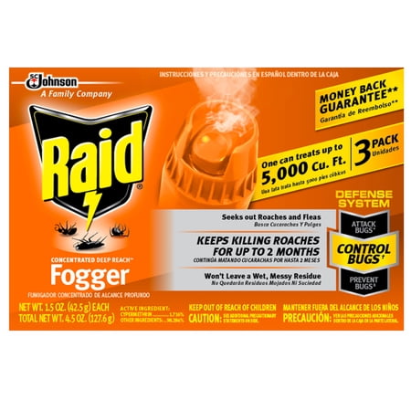 Raid Concentrated Deep Reach Fogger, 1.5 oz, 3 cans