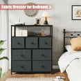thumbnail image 5 of EnHomee Dresser for Bedroom with Shelves Black Dresser with 7 Drawers TV Stand Dressers with Wood Top & Metal Frame Small Dresser for Closet Living Room, Black Grey, 5 of 7