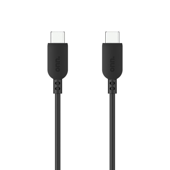 onn. 3' USB-C  to C Charging and Data Cable for iPhone 15, Samsung Galaxy, Black, Single Pack