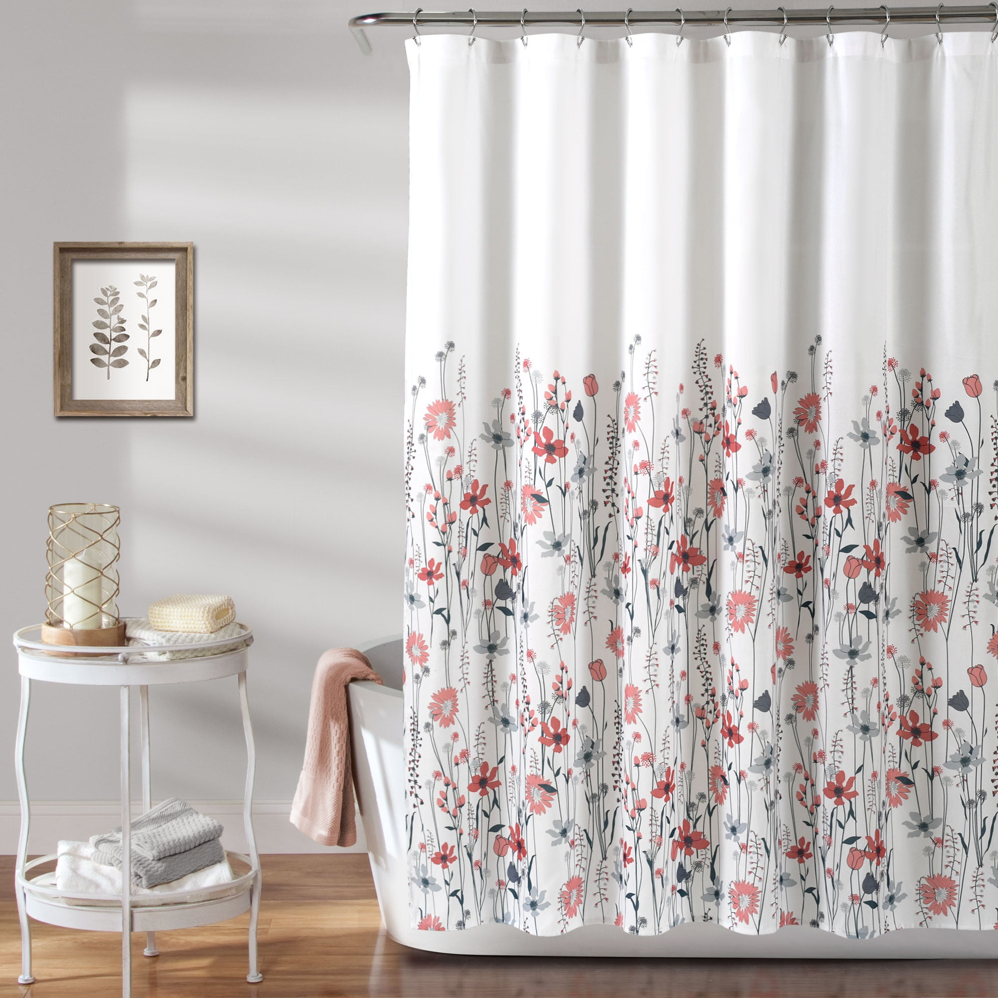 Lush Decor Multicolor Floral Polyester Shower Curtain, 72" x 72"