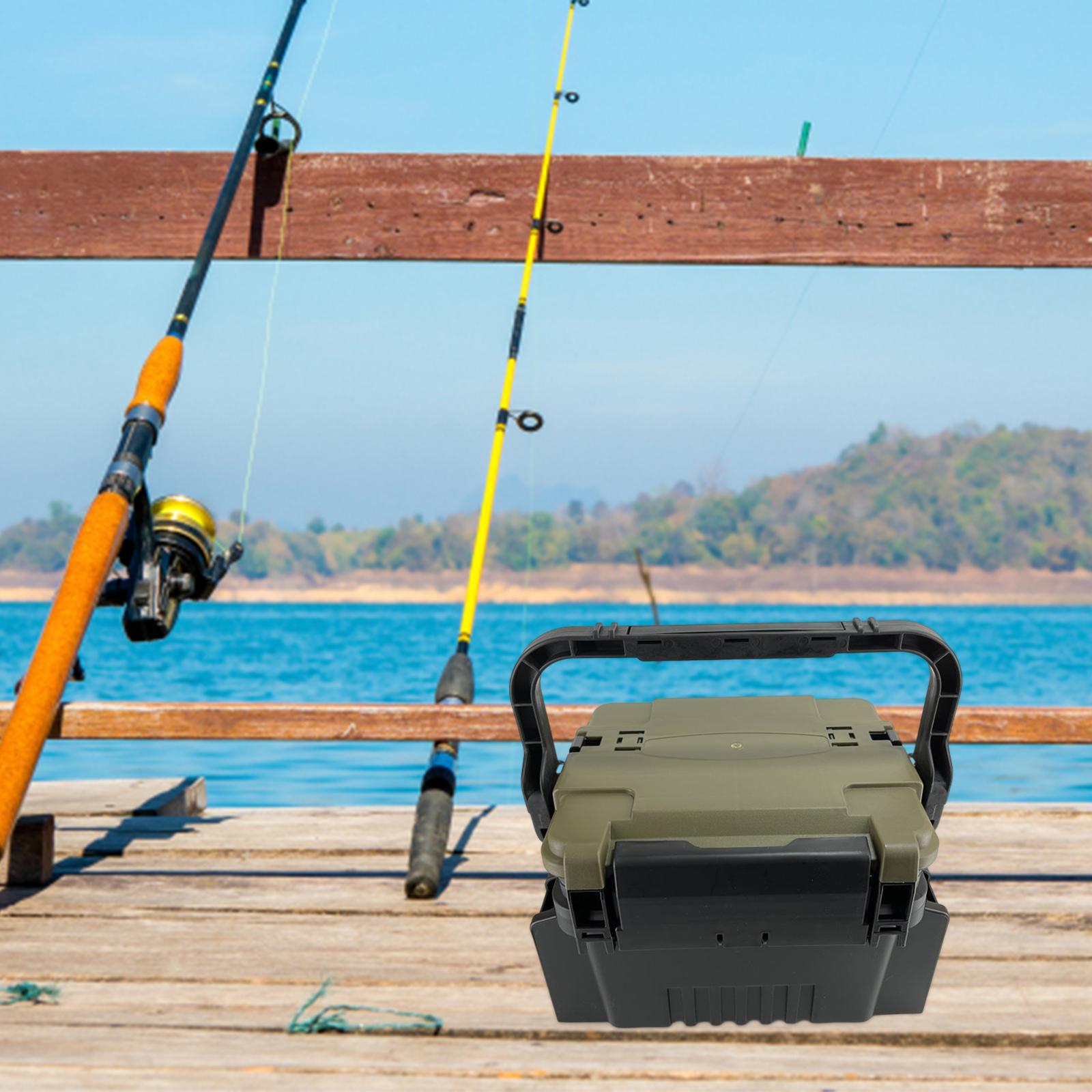 Wswqop Fishing Tackle Box Organizer with Shoulder Strap with Compartments Carrying Case Green