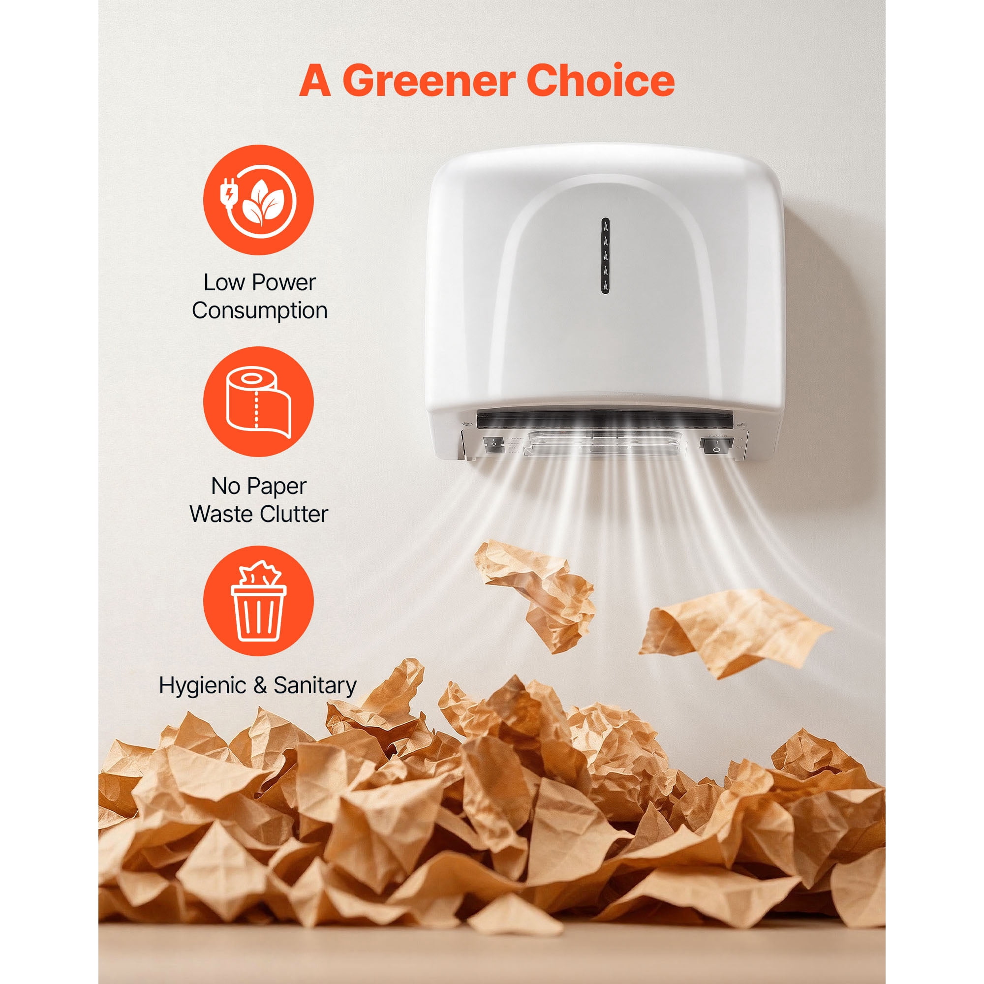 KFFKFF 1300W Automatic Hand Dryer, High-Speed Air Dryer with HEPA Filter, Quick Drying, Durable ABS Build, AC110-120V Wall-Mounted for Bathrooms, Guest Rooms, and Home Use
