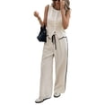 thumbnail image 1 of Conjunto de Dos Piezas para Mujer: Chaleco Sin Mangas de un Solo Pecho y Pantalón con Cordón, en Color Contrastante. Albaricoque L, 1 of 9