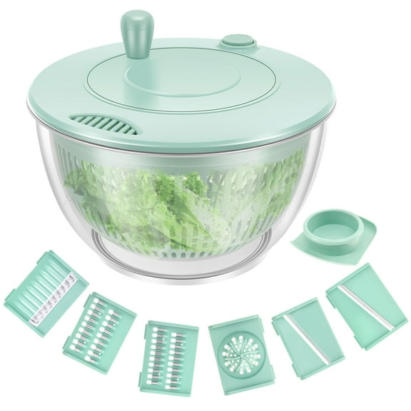 Sutowe Salad Spinner with 6 Blades Multifunctional Vegetables Fruits Wash Bowl Efficient Lettuce Spinner Practical Lettuce Washer Bowl for Salad Preparation Food Washing