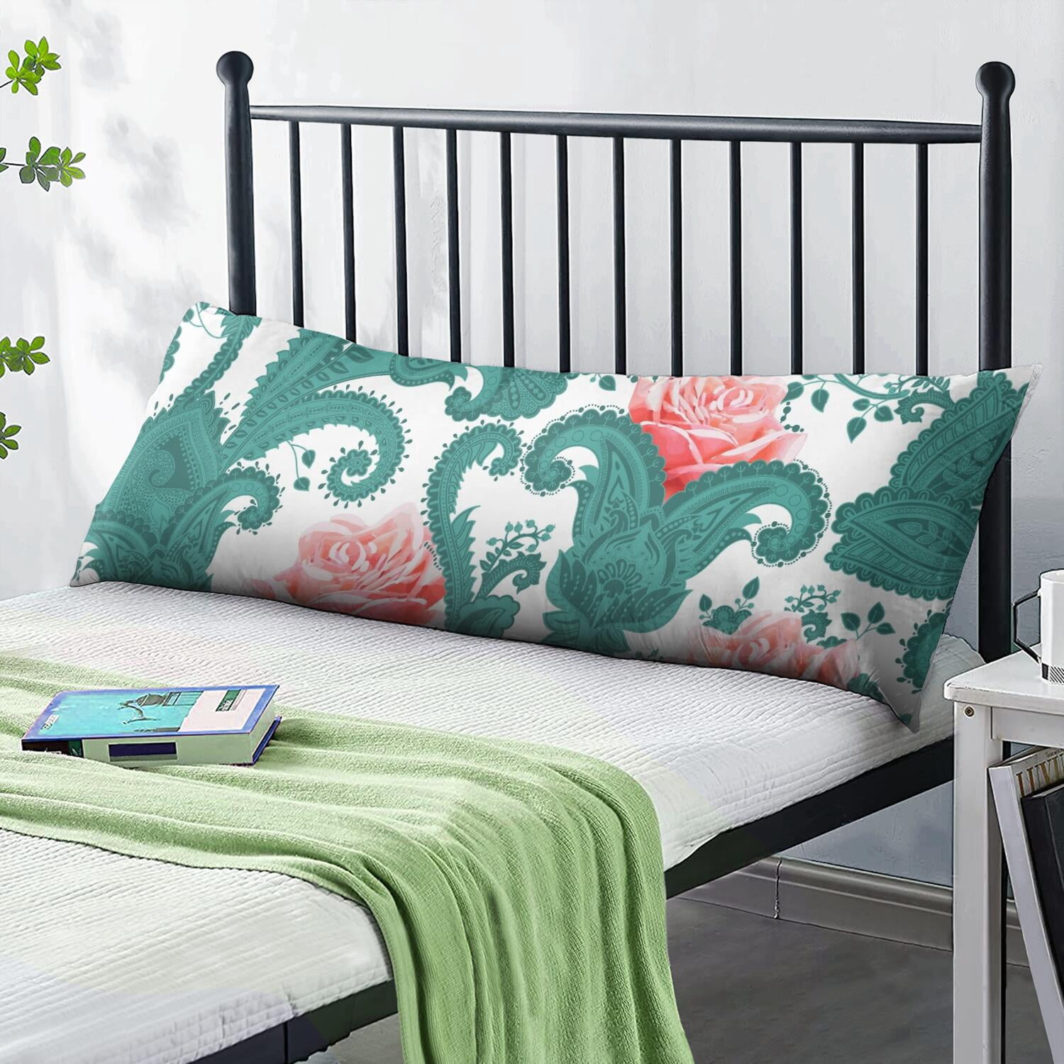 Chic Bohemian Body Pillow Cover 20x54 - Exotic Vintage Long Pillow Case with Invisible Zipper, Stretchy & Durable Full Body Pillowcase for Sleeping, Lounging, Pregnancy