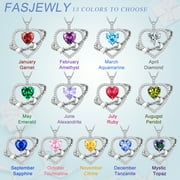 Fasjewly I Love You to The Moon and Back Necklace,S925 Sterling Silver Heart Birthstone Necklace, Moon and Star Pendant Necklace Christmas Birthday Anniversary Jewelry Gifts for Women / Wife /Mom