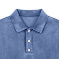 thumbnail image 4 of Puntoco Men’s Vintage Mineral Washed Long Sleeve Polo Shirt, Loose Fit Retro Collared Casual Pullover Top Blue XXL(XXL), 4 of 5