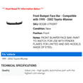 thumbnail image 2 of Front Bumper Face Bar - Compatible with 1999 - 2002 Toyota 4Runner 2000 2001, 2 of 2