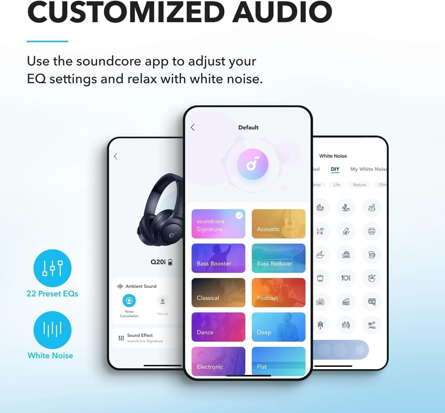 Restored like new soundcore by Anker Q20i Hybrid Active Noise Cancelling Headphones, Wireless Over-Ear Bluetooth,Customize via an App, Transparency Mode (Refurbished)