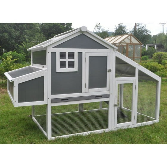 Chickencoopoutlet 75 Deluxe Wood Frame Chicken Coop With Plastic Inserts Backyard Hen House 4 6 Chickens Nesting Box Run