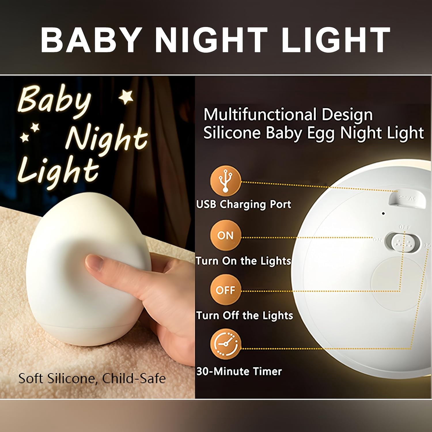 Night Light for Kids,Egg Night Light Light with 7 Colors Changing Mode & 30-Min Timer Portable Nursery Night Lamp forBaby Nursery & Kids Bedroom,DIY Hand-Painted Custom Lamp
