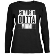 Straight Outta Miami Black Womens Long Sleeve T-Shirt - Large