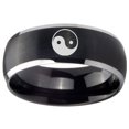thumbnail image 2 of Tungsten Yin Yang 8mm Brushed Black 2 Tone Dome Polished Edges Men Ring, 2 of 2