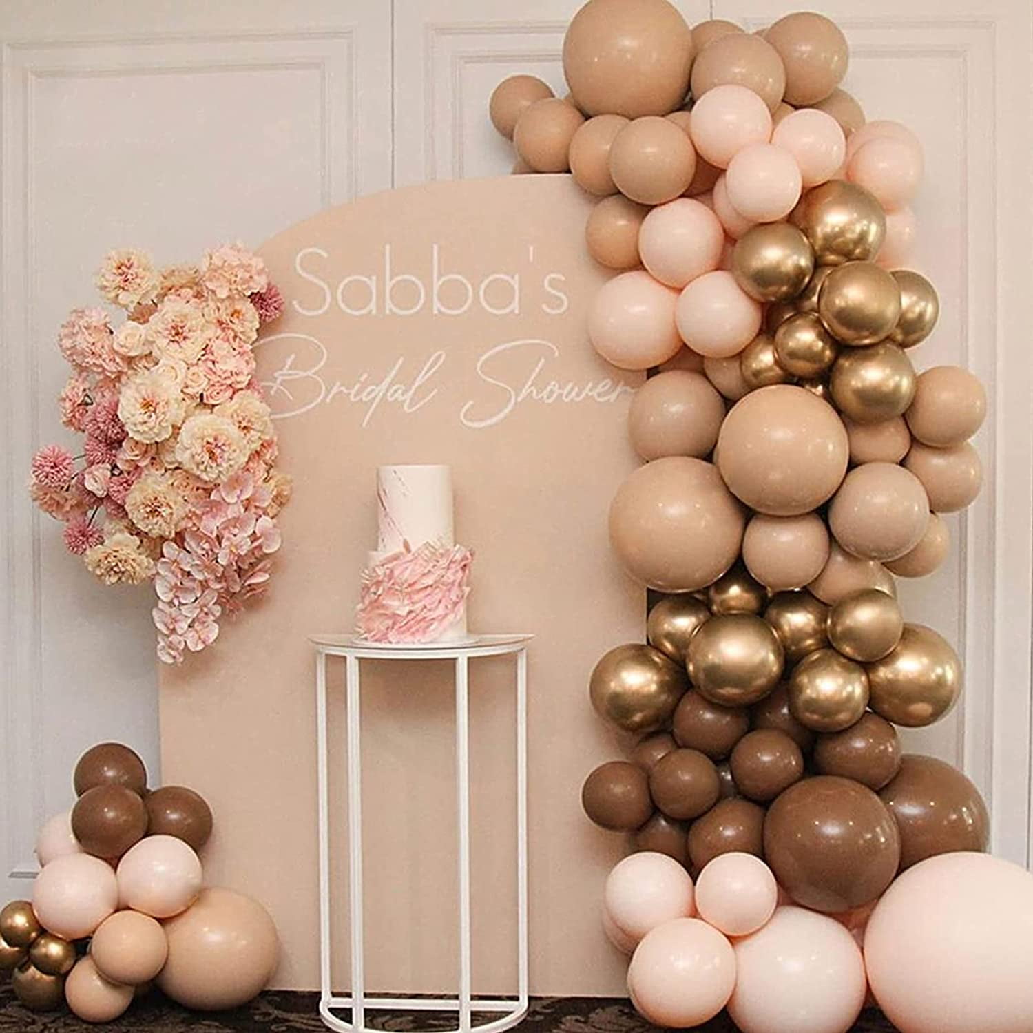 Party Balloons, Garland Arch Kit 16Ft, Macaron Latex Balloons Leaves for Baby Shower, Wedding, Birthday or Any Party Decorations (114pcs Coffee Brown Set)