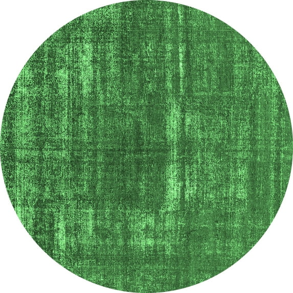 Ahgly Company Indoor Round Oriental Emerald Green Industrial Area Rugs, 5' Round