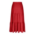 thumbnail image 7 of Women’s High Waist Tiered Maxi Skirt with Elastic Waistband and Pockets Flowy A Line Lightweight Casual Skirt Red M, 7 of 7