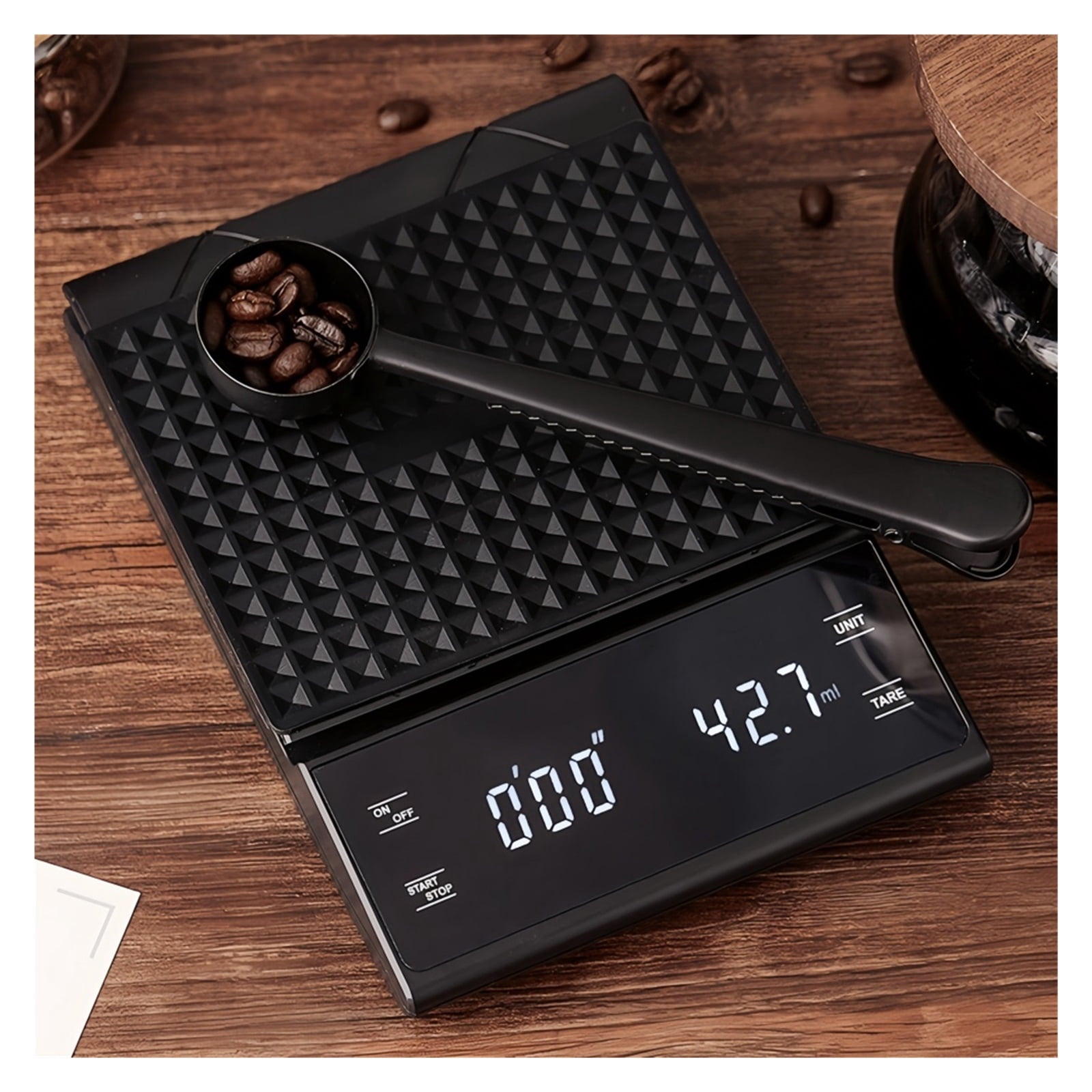 Electronic Coffee Scale with Silicone Pad Digital Food Scale with Timer Precision Portable 3kg ,Multi Measuring Units