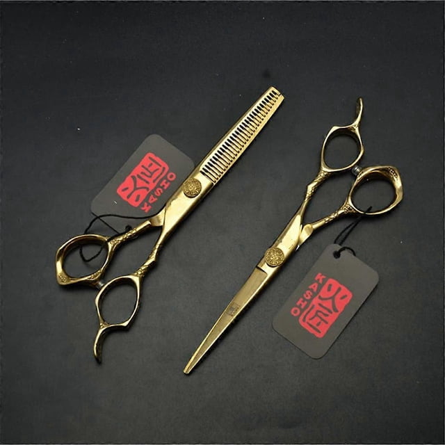 Juego de tijeras profesionales para cortar el cabello de 6 pulgadas con tijeras de entresacar para barbero, peine y estuche.
