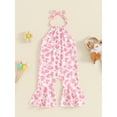 thumbnail image 2 of Bagilaanoe Toddler Baby Girl Summer Jumpsuit Sleeveless Print Romper Overalls 6M 12M 18M 24M 3T 4T Kids Long Flared Pants Summer Clothes, 2 of 7