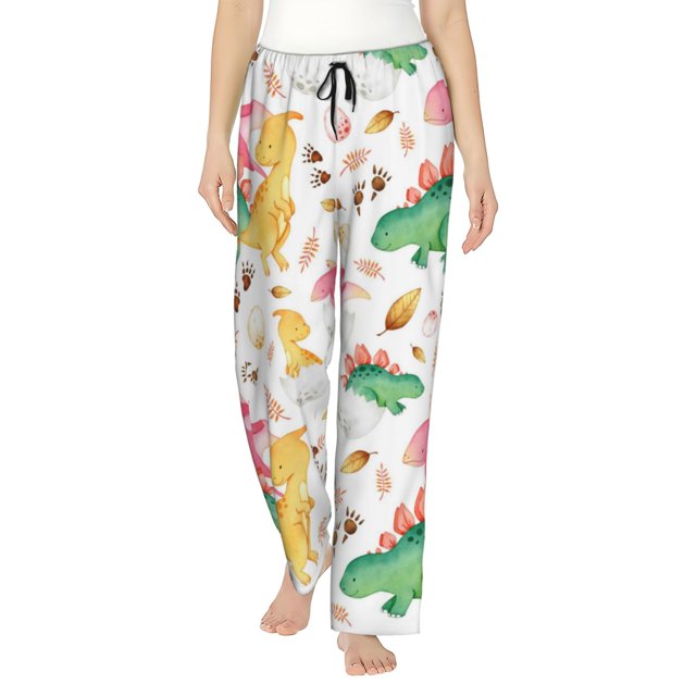 Fotbe Cute Baby Dinosaurs Pantalones de Pijama para Mujer, Pantalones de Dormir, Pantalones Pj con Cordón y Bolsillos-X-Large