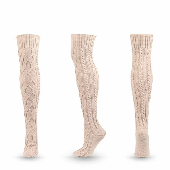 Summer Saving Clearance AXXD Workout Socks Women,Winter Striped Solid Color Thickening Knit Over-The-Knee Stockings Socks