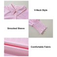thumbnail image 5 of Pink Women Shirts, Women 2025 Striped Smocked Cuffed Shirts Long Sleeve Collared Blouse Tops With Pocket,Women Shirts L, 5 of 7
