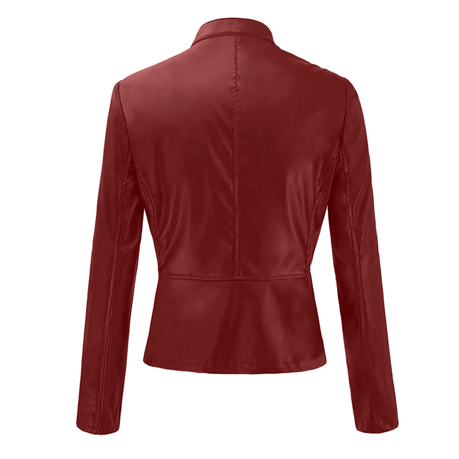 VEKDONE 2026 Women Faux Leather Jacket, Women's Zip Up Motorcycle Short PU Moto Biker Outwear Fitted Slim Coat Tops