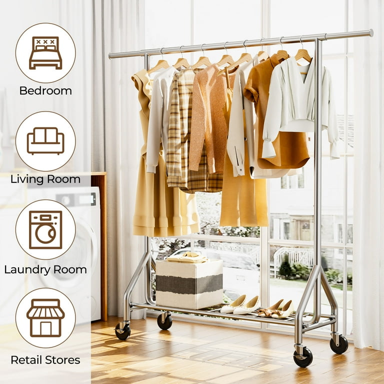 Sturdy clothes rack on wheels hotsell