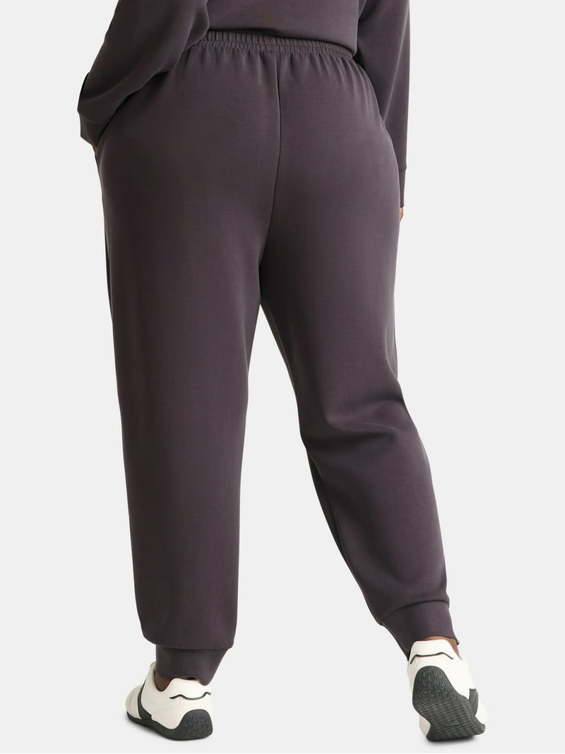 Avia Women's and Women's Plus ScubaKnit Pleat Joggers with Pockets