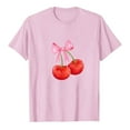 thumbnail image 2 of Ahuyic Womens Plus Size Top,Womens Summer Blouse,Womens Fashion Cherry-Print Short-Sleeve Top - Round-Neck Casual Blouse for Womens Summer Looks Pink XXL, 2 of 4