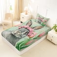 thumbnail image 4 of Erosebridal Pink Tulip Floral Twin Sheet Sets,Cute Kawaii Bunny Easter Rabbit Bedding For Kids 3pcs, 4 of 6