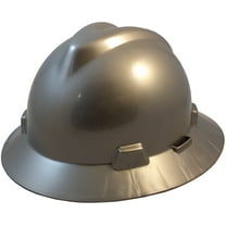 MSA V-Gard One-Touch Suspensions Full Brim Hard Hats - Silver