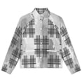 thumbnail image 4 of Jackets for Women Winter Coat Jackets Flannel Stand Collar Jacket(Gray Watercolor Plaid Pattern Background,Size:S-4XL), 4 of 7