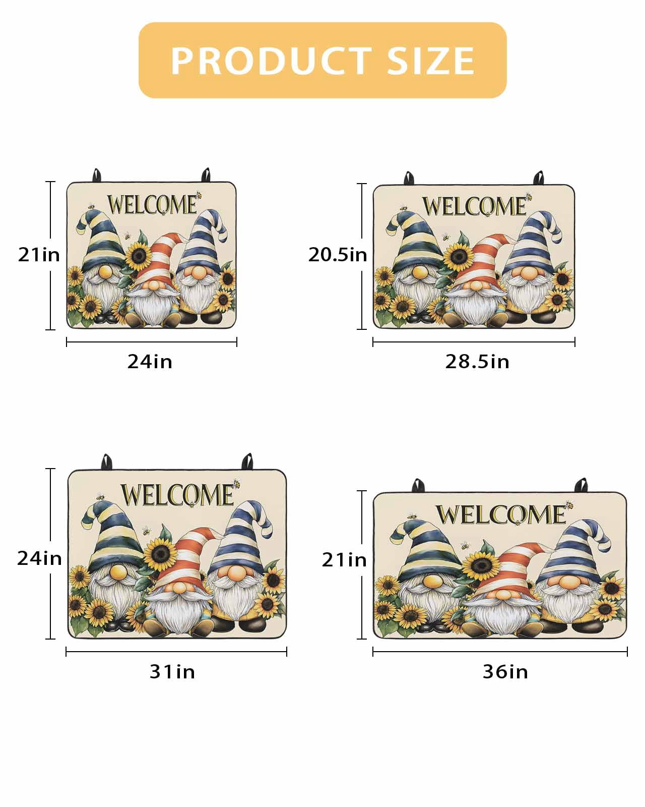 nqOlkjepod Large Induction Cooktop Protector Mat 24"x21", Sunflower Gnomes Stove Top Covers for Electric Stove, Yellow Summer Botanical Striped Bee Vintage Stove Burner Cover Mats Stove Cover