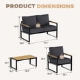 thumbnail image 5 of BaPiPro 4-Piece Outdoor Exposed Tube Sofa Set, Dark Gray Modern Sturdy Patio Furniture, Durable Conversation Set for Balcony, Backyard & Outdoor Comfort, 5 of 10