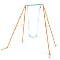 thumbnail image 2 of Patiojoy Outdoor Kids Metal Swing Set with Frame Steel Stand Heavy Duty Metal A-Frame Orange, 2 of 8