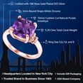 thumbnail image 2 of Gem Stone King 18K Rose Gold Plated Silver Purple Amethyst Engagement Ring for Women | 3.29 Cttw | Cushion 10MM | Gemstone February Birthstone | Size 6, 2 of 5