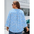 thumbnail image 6 of TEMOFON Plus Size Tops for Women Summer V Neck 3/4 Sleeve Blouses Floral Print Casual Tunic Tops Loose Flowy Blouses XL, 6 of 7