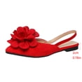 thumbnail image 5 of Women's Fashionable Versatile Plus Size Pointed Toe Flats-Solid Color Floral Closed Toe Sandals Red 39, 5 of 9