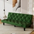 thumbnail image 2 of UHOMEPRO Velvet Sofa Bed, Convertible to 66" Sofa Bed, Couch with Adjustable Gears Backrest, Sleeper Sofa for Living Rooms Apartment and Bedroom, Green, 2 of 10