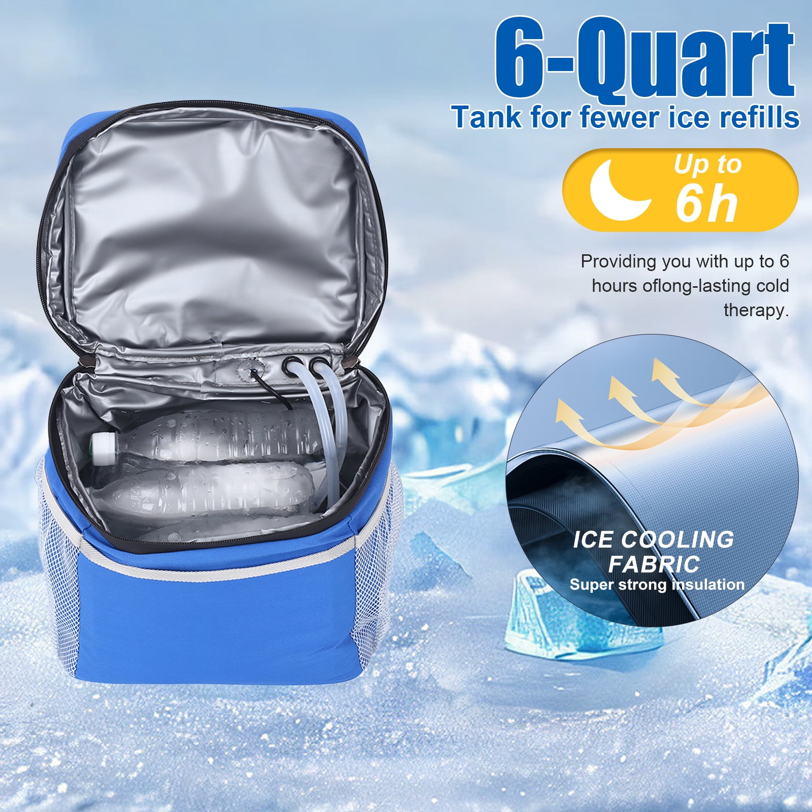Cold Ice Machine Therapy System , Knee/Joint Pad, Cooling Reservoir and Quiet Bump, for Post-Surgery and Post-Trauma Pain Relief