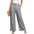 thumbnail image 2 of Resicozy Womens Cotton Linen Pants 2026 Casual Button Up High Waisted Wide Leg Straight Leg Trousers with Pocket Gray L, 2 of 4
