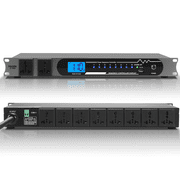 2000W 10 Socket Sequential Rack Professional Audio Power Conditioning ，Digital Voltmeter, USB, Surge Protector for Home Theater Stage/Studio