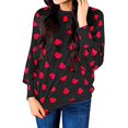 thumbnail image 2 of Ivay Womens Heart Printed Long Sleeve Tops Tee Shirts (Large, Red Rose), 2 of 4